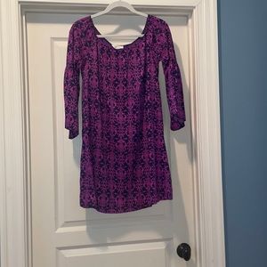 Bell Sleeve Purple and Navy dress